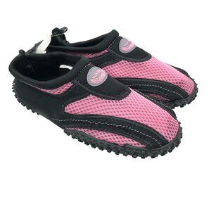 Easy USA Girls Water Shoes Mesh Drawstring Black Pink Size 5
